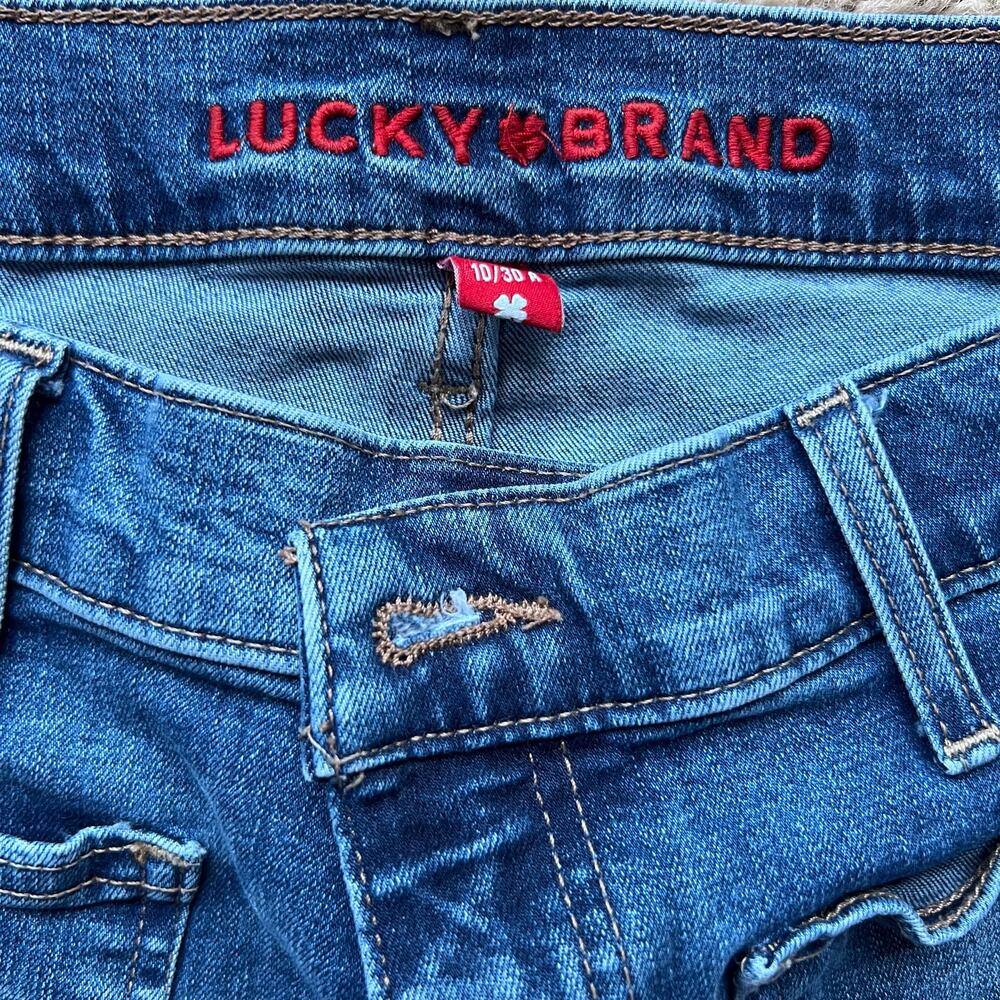 Lucky Brand Women’s High Rise Patch Pocket Stevie Flare blue jeans size 10 - Picture 2 of 4